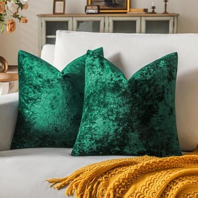 Set van 2 Luxe Fluweel Kussenhoezen 45x45 cm - Zacht Bosgroen Sierkussenhoes voor Bank en Slaapkamer