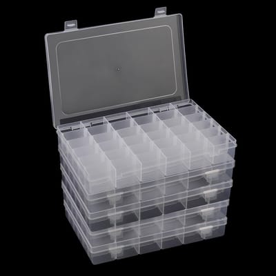 Opslagdoos met 36 vakken, transparante plastic box voor kleine onderdelen, verstelbare sorteerkist voor sieraden, kralen en oorbellen