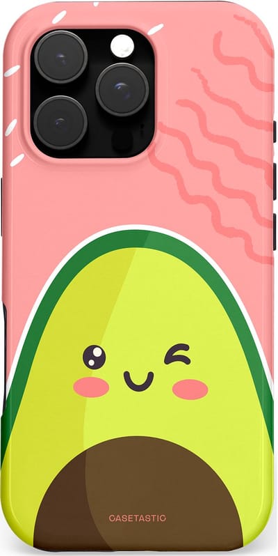 Casetastic hoesje geschikt voor Apple iPhone 16 Pro - MagSafe - Dubbellaagse bescherming - Avocado Vibes - Fashion Case - Perzik Geel Donkergrijs Koraal