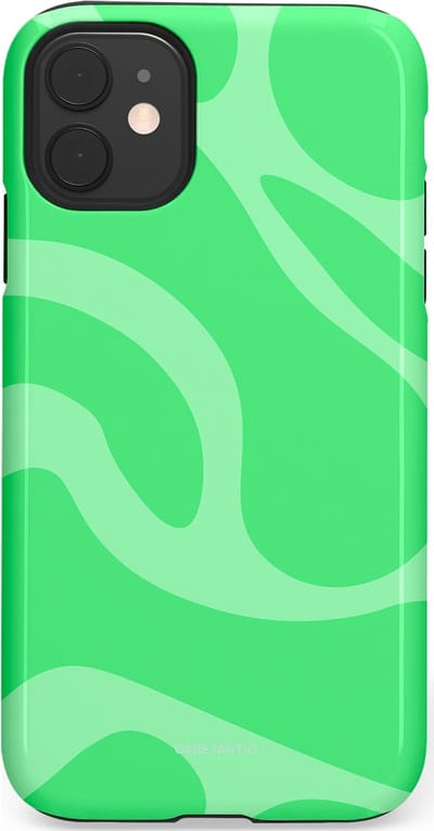 Casetastic hoesje geschikt voor Apple iPhone 11 - Dubbellaagse bescherming - Limoen Groene Vloeiende Golven - Fashion Case - Groen
