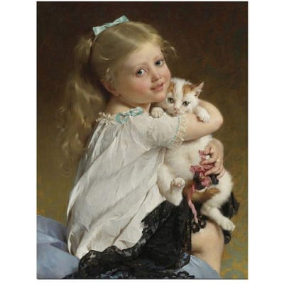 5D Diy Diamond Painting Cross Stitch kitten en meisje Diamantborduurwerk 20X30CM gray