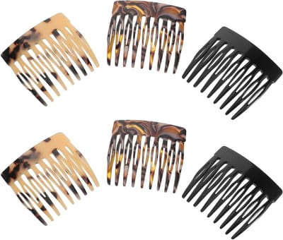 Haarstylingkam Set - Acetaat Zijkammen - Dagelijkse Styling - Antistatisch Ontwerp - 6 Stuks - Diverse Kleuren