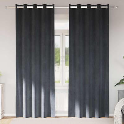 vidaXL - Zwarte - Gordijnen - met - Oogjes - 2 - stuks - Lichtgrijs - Velvet