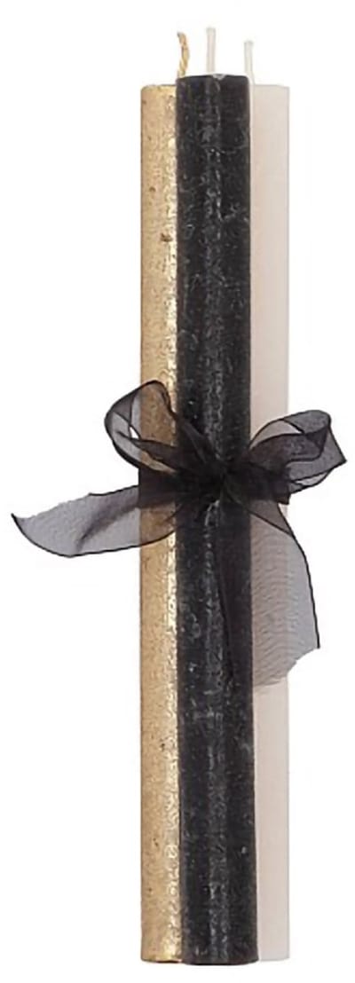 Frosty black mix taper candle 2x25cm - set van 3 kaarsen