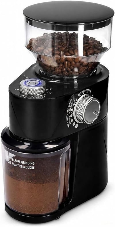 Elektrische Koffiemolen - Koffiebonenmaler - 18 Maalstanden - Voor 14 Koppen - RVS Maalschijven - 200W - Zwart