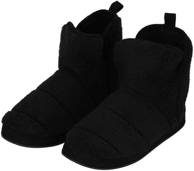 Apollo Heren Sloffen - zwart - teddy stof - pantoffels - antislip zool - hoog model 43-44