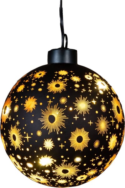Anna Collection Verlichte bal/kerstbal - zwart kosmos - 10 cm - bewegend licht - warm wit