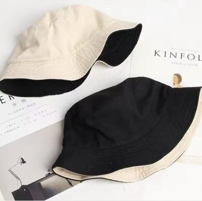 Omkeerbaar vissershoedje - Vissers hoedje in 2 kleuren - Beige en zwart - 1 stuks - Reversible Bucket Hat - Vissershoedje - Zwarte buckethat - Beige buckethat - Festivalhoed - One size - Zonnehoed - CHPN