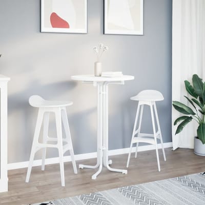 vidaXL - Bartafel - Ø - 70x110 - cm - bewerkt - hout - en - staal - wit