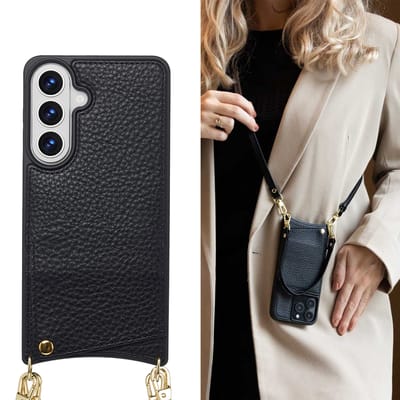 Selencia Hoesje - Geschikt voor Samsung Galaxy S26 Plus - Backcover met koord en pashouder - Zwart