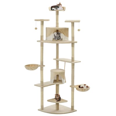 vidaXL - Kattenkrabpaal - met - sisal - krabpalen - 203 - cm - beige - en - wit