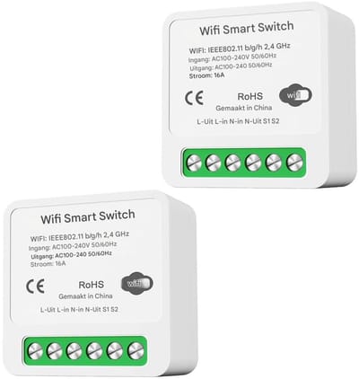 GELLDG 2 slimme lichtschakelaars - Slimme schakelaars voor thuis - WiFi- en Bluetooth-schakelaars - Compatibel met GAlexa, Google Assistant en Tmall Genie Smart Home-systemen