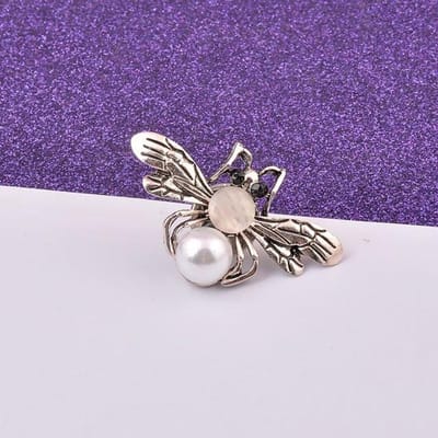 Broches aimantées en forme d'abeille, jolies broches en cristal et perles, pour foulard, hijab, bijoux de luxe pour femmes et hommes gray