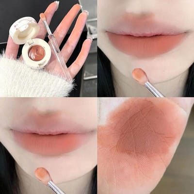 Mousse Lip Mud Velvet Mist Lip Glaze Waterdicht Langhoudende Matte Lippenstift Melk Oranje Lippen Tint Met Lip Penseel Dupe Koreaanse Make-up black