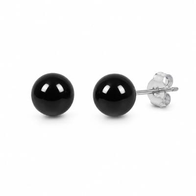 House of Jewels - Zwarte Bolletjes Onyx Oorknoppen - 6mm - 925 Zilver