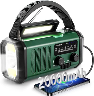 Draagbare Radio - Noodradio - Outdoor Avontuur - Zonne-energie Dynamo - 20.000 mAh - Groen