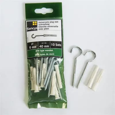 Sencys Universele Plug Met Schroefoog Kunststof - Diam. 6x40mm - 10 Stuks