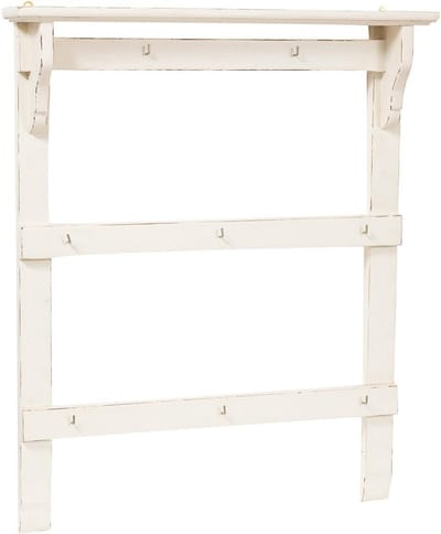 Houten Opbergkist Antiek Wit 85x14x103 cm Massief Hout