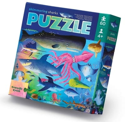 Crocodile Creek Foliepuzzel Shimmering Sharks - 60 stukjes
