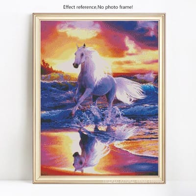 Diamant peinture chevaux diamant broderie affichage complet animaux diamant mosaïque photos 20X30 blue