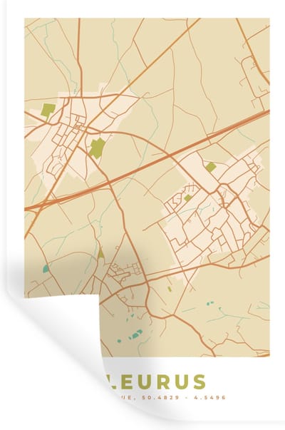 Muurstickers - Sticker Folie - België - Fleurus - Kaart - Stadskaart - Plattegrond - 20x30 cm - Plakfolie - Muurstickers Kinderkamer - Zelfklevend Behang - Zelfklevend behangpapier - Stickerfolie