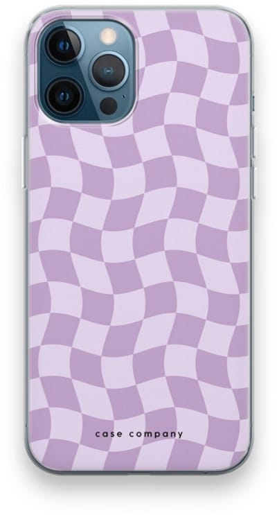 Case Company® - Hoesje geschikt voor iPhone 12 Pro hoesje - Grid Paars - Soft Cover Telefoonhoesje - Bescherming aan alle Kanten en Schermrand