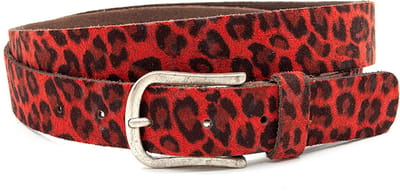 Rode dames riem leopard print - 3 cm breed - Leer - Jeans riem - Casual - Maat 105