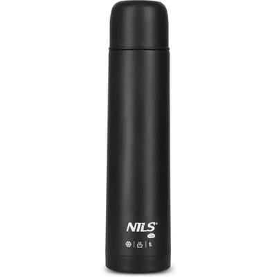 Nils Camp Thermos 1L Zwart - RVS, Warm/Koud tot 24u