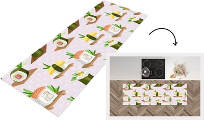 Keukenloper - Loper keuken - Patronen - Eten - Sushi - Japan - 150x50 cm - Keukenloper vinyl