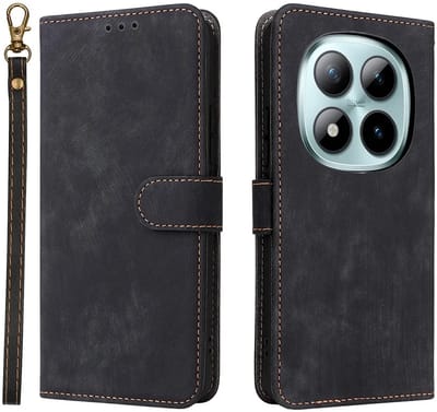 Hoesje geschikt voor Xiaomi Redmi Note 15 Pro 5G - Phonesta Vintage Skin Book Wallet Case met afneembaar koord - Zwart