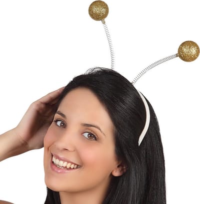 Atosa Verkleed diadeem discoballen/Aliens sprieten - goud - meisjes/dames