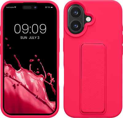 kwmobile back cover voor smartphone - geschikt voor Apple iPhone 16 - 1x beschermhoesje van kunststof - In neon roze