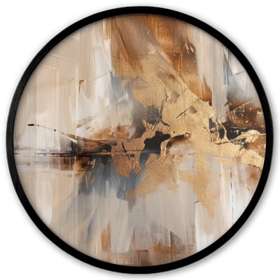 Poster in lijst Rond - Fotolijst 40x40 cm - Posters - Modern - Bruin - Abstract - Beige - Ronde posterlijst zwart - Decoratie - Wanddecoratie woonkamer - Muurdecoratie slaapkamer