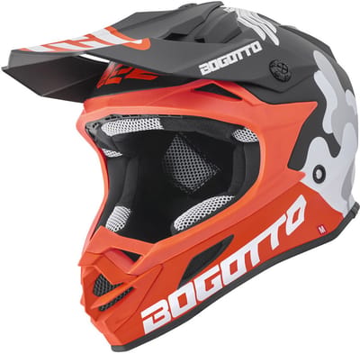 Bogotto V328 Camo Fiberglass Zwart Wit Oranje Crosshelm - Helm