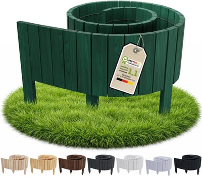 Floranica borderrand plantenborder 10 x 200 cm groen, flexibele houten graskant en tuinafsluiting rollborder