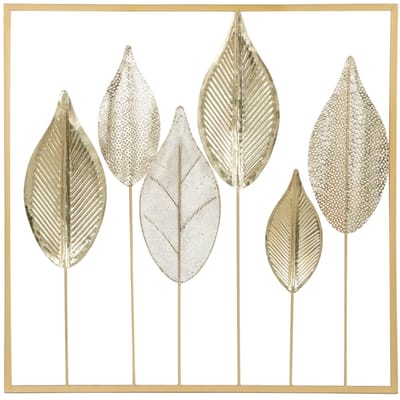 Daity Metalen frame, bladmotief, wanddecoratie, moderne stijl, goud