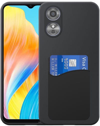 Geschikt voor Oppo A18 / A38 Telefoonhoesje met Siliconen Pasjeshouder - Flexible Back Cover Case Siliconen TPU with Silicone Cardslot - Zwart - Smartphonica geschikt voor Oppo A18;Oppo A38