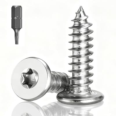 100x RVS Houtschroeven M4x30mm Platkop Torx T10 - Verzonken Schroef met Volledige Draad