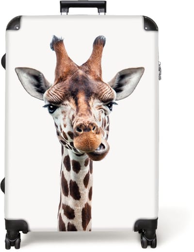 NoBoringSuitcases.com® - Koffer groot - Reiskoffer lichtgewicht - Giraffe - Kinderen - Dier - Stippen - Rolkoffer met 4 wielen - Grote trolley XL - 98 liter bagage