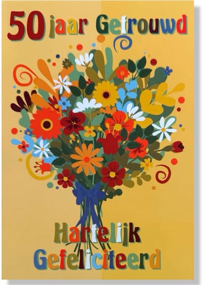 50 jaar Getrouwd! Luxe huwelijk wenskaart 50 jarig jubilieum - 12x17cm - Gevouwen kaart inclusief envelop - Huwelijkskaart'