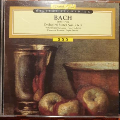 CD JOHANN SEBASTIAN BACH, PHILHARMONIA - Orkestrale Suites Nr. 2 & 3 DGL2115 Grand Gala 1991 Europa Klassiek Gebruikt beige
