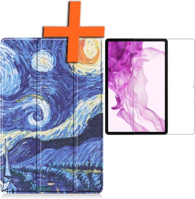Hoesje - Geschikt voor Samsung Galaxy Tab S8 - Met Screenprotector - Trifold Bookcase - Hard Cover - Hardcover Book Case - Tablet Hoes - Sterrenhemel