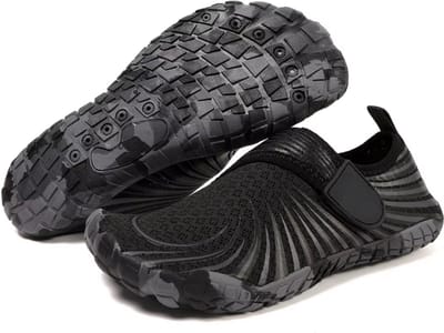 Waterschoenen voor Mannen en Vrouwen – Barefoot Aqua Shoes Snel Droog – Antislip Water Schoenen Outdoor Sport & Zwemschoenen voor Kajakken, Wandelen, Surfen en Boottochten - Zwart En Grijs - Maat 40