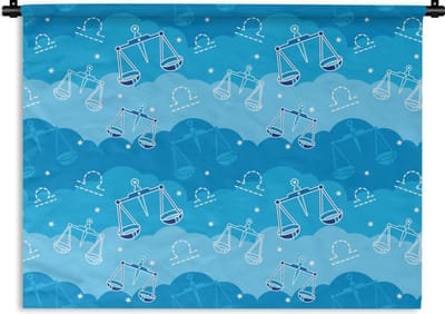 Wandkleed - Wanddoek - Weegschaal - Patroon - Zodiac - 120x90 cm - Wandtapijt