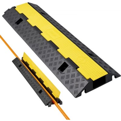 VEVOR 1000mm kabelbeschermer, 9979 kg draagvermogen, 1-kanaals rubberen kabelbeschermer, struikelbeveiliging, vloerbedekking, voor ruimtes met hoge drempels, thuis, kantoor, magazijn, 1 verpakking