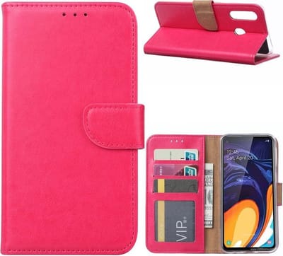 Bookcase Geschikt voor: Samsung Galaxy A60 - Roze - portemonnee hoesje