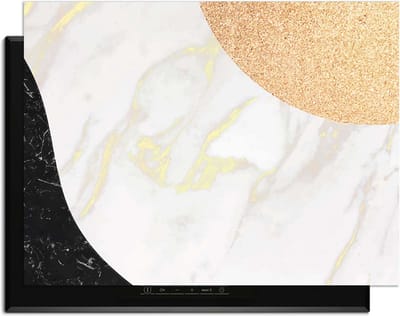 KitchenArt - Marble Chic - Inductie Beschermer - 78x52 cm - Kookplaat Beschermer - Luxe Afdekplaat Inductieplaat - Anti-slip & Oprolbaar - Beschermmat Inductiekookplaat