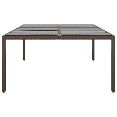 vidaXL - Tuintafel - met - glazen - blad - 200x150x75 - cm - rattan - bruin
