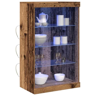 vidaXL - LED - Dressoir - Oudhout - 60,5 - x - 37 - x - 100 - cm - Bewerkt - hout