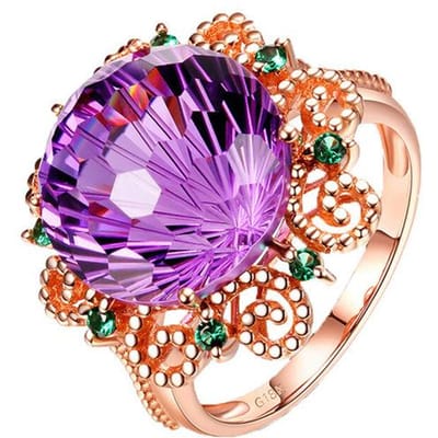 14k roségouden ring met echte amethist voor dames Anillos De Bizuteria Echte natuurlijke amethist edelsteen 14k roségouden sieraden Anillos De Ring Resizable
